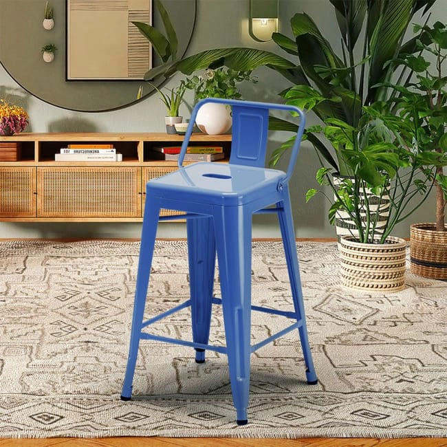 TABURETES HABITA2 TOLIX METÁLICOS CELESTE PACK 4 CON RESPALDO 77 CM - 3