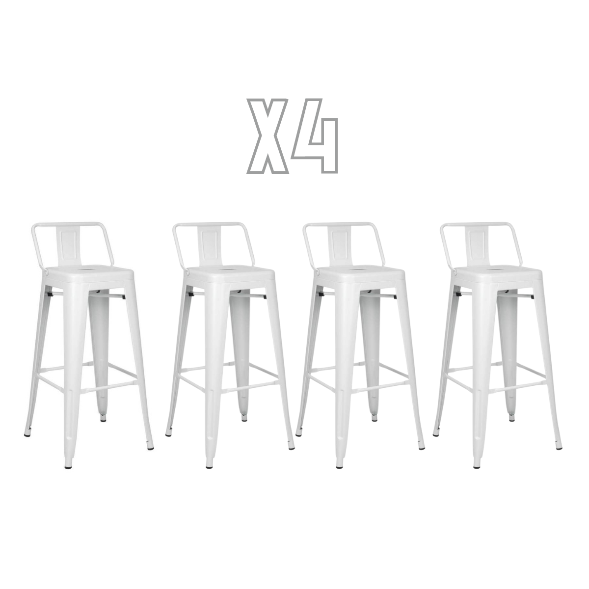 PACK 4 TABURETES METÁLICOS CON RESPALDO TOLIX 66 CM - BLANCO - 1
