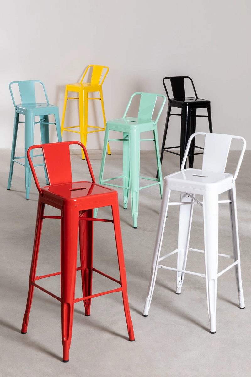 TABURETES HABITA2 TOLIX METÁLICOS ROJO PACK 2 CON RESPALDO 77 CM - 2