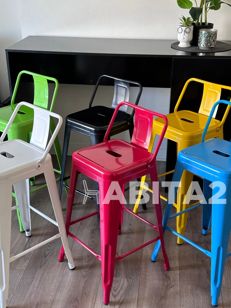 TABURETES HABITA2 TOLIX METÁLICOS ROJO PACK 2 CON RESPALDO 77 CM - 3