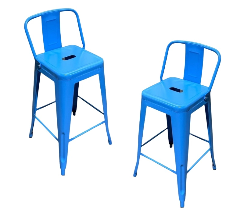 TABURETES HABITA2 TOLIX METÁLICOS CELESTE PACK 2 CON RESPALDO 77 CM - 1