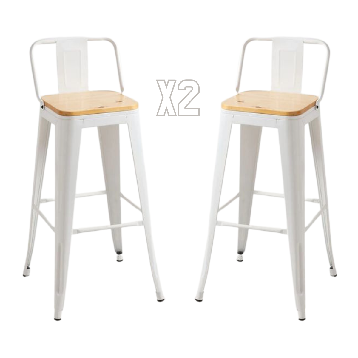 PACK 2 TABURETE TOLIX DE MADERA 77CM BLANCO - 1