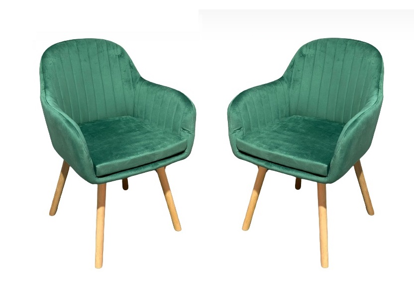 BUTACA HABITA2 MURANO TERCIOPELO VERDE PACK 2 SITIAL POLTRONA CON APOYABRAZOS - 1
