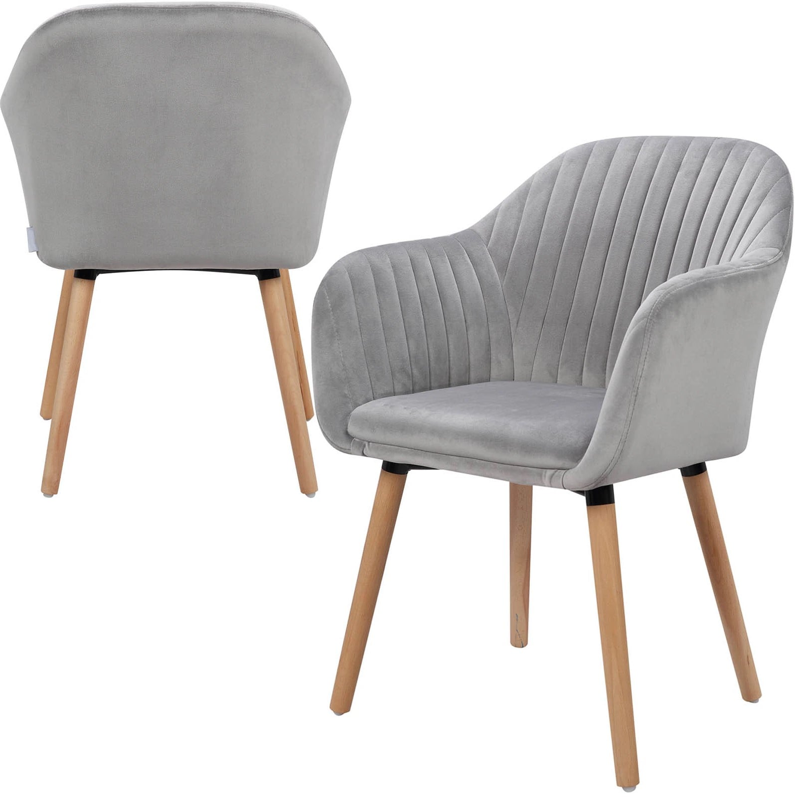BUTACA HABITA2 MURANO TERCIOPELO GRIS PACK 2 SITIAL POLTRONA CON APOYABRAZOS - 1