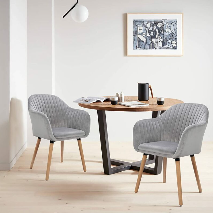 BUTACA HABITA2 MURANO TERCIOPELO GRIS PACK 2 SITIAL POLTRONA CON APOYABRAZOS - 2