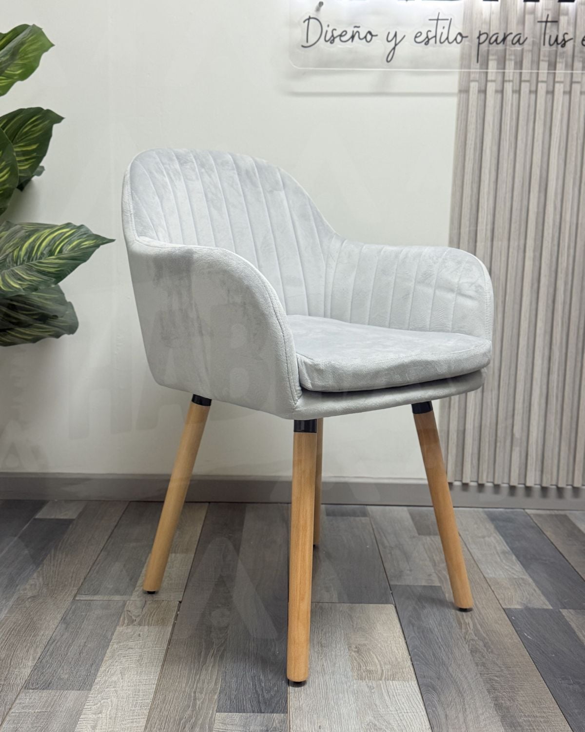 BUTACA HABITA2 MURANO TERCIOPELO GRIS PACK 2 SITIAL POLTRONA CON APOYABRAZOS - 3