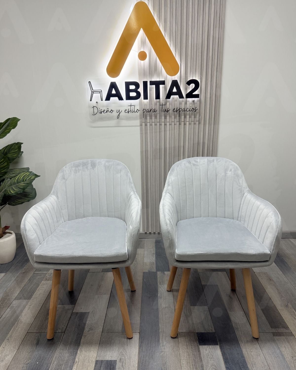 BUTACA HABITA2 MURANO TERCIOPELO GRIS PACK 2 SITIAL POLTRONA CON APOYABRAZOS - 5