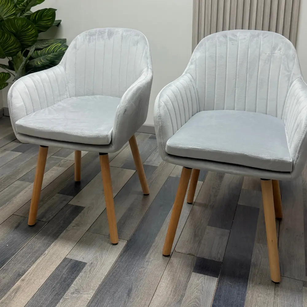 BUTACA HABITA2 MURANO TERCIOPELO GRIS PACK 2 SITIAL POLTRONA CON APOYABRAZOS - 7