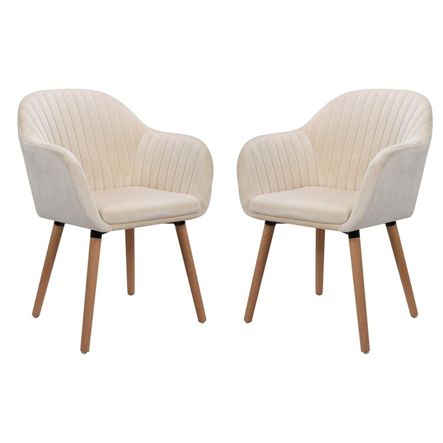 BUTACA HABITA2 MURANO TERCIOPELO BEIGE PACK 2 SITIAL POLTRONA CON APOYABRAZOS - 1