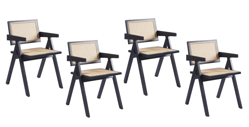 PACK HABITA2 MADERA NEGRO 4 SILLA CHANDIGARH RATTAN - 1