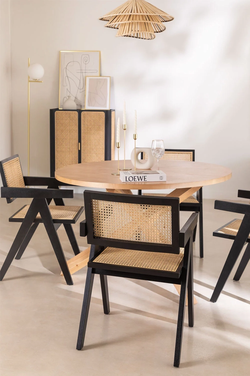 PACK HABITA2 MADERA NEGRO 4 SILLA CHANDIGARH RATTAN - 3