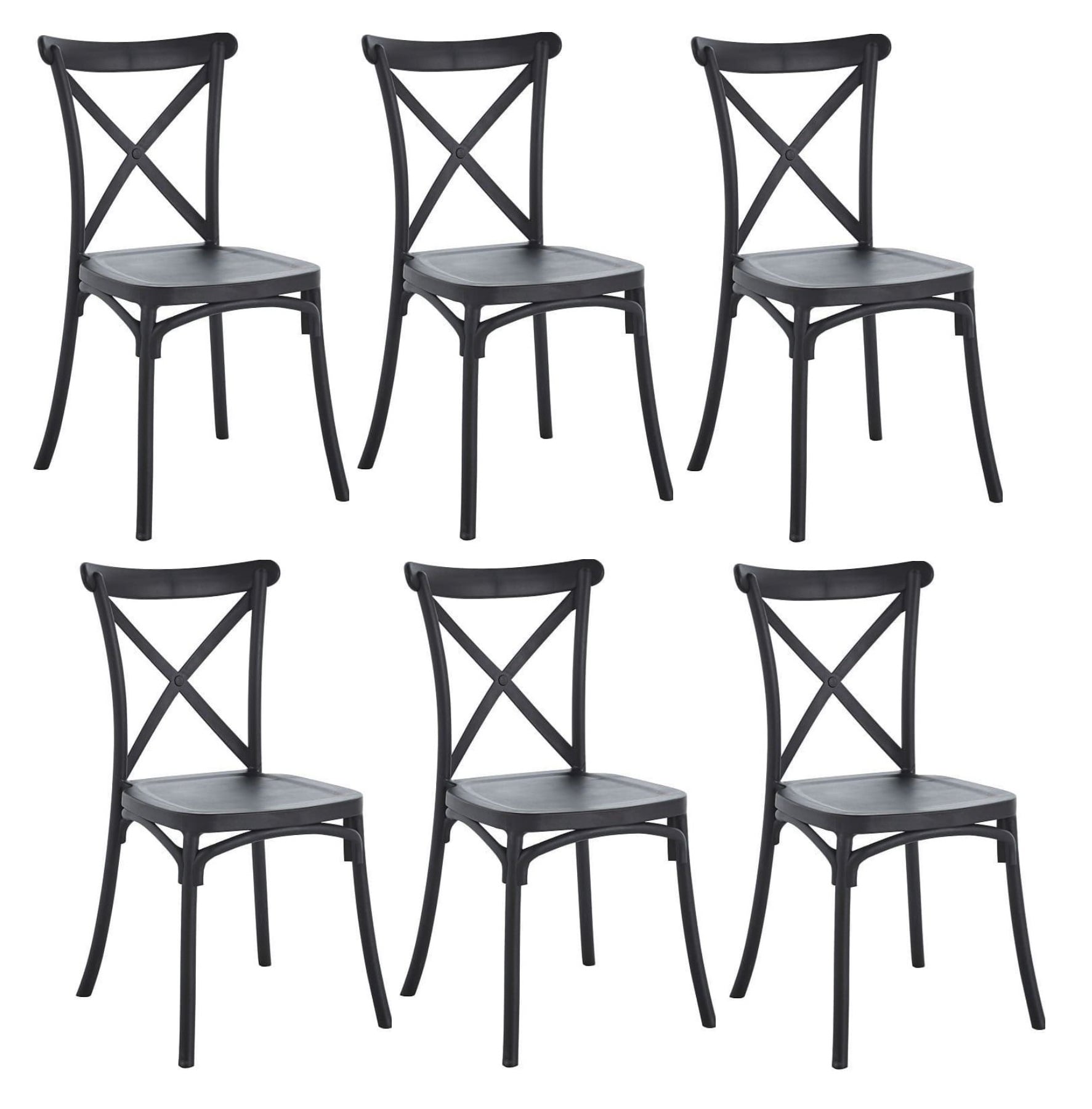PACK 6 SILLAS APILABLES SENA POLIPROPILENO - NEGRO - 1