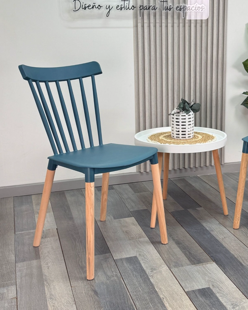 PACK 4 SILLA WINDSOR ESTILO RETRO VINTAGE TURQUESA - 5
