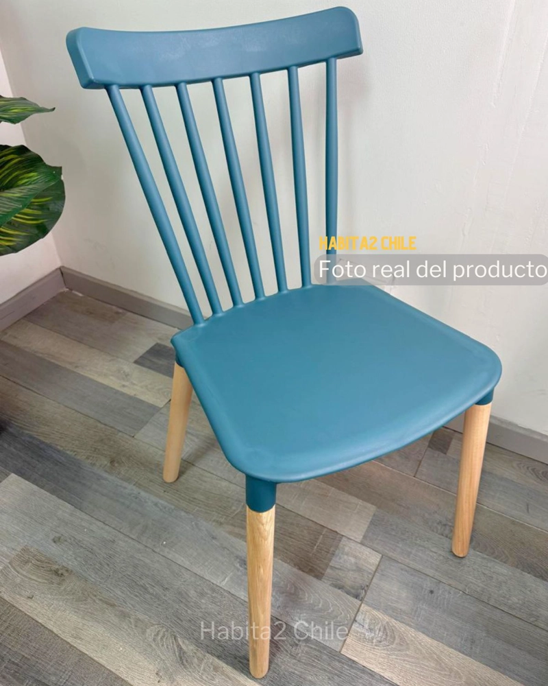 PACK 4 SILLA WINDSOR ESTILO RETRO VINTAGE TURQUESA - 6