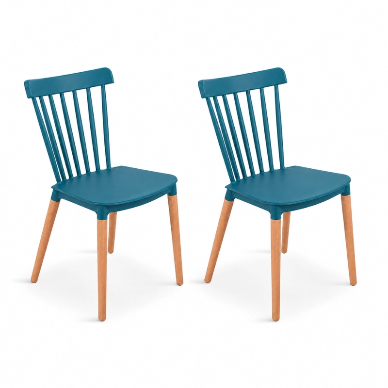 PACK 2 SILLA WINDSOR ESTILO RETRO VINTAGE TURQUESA - 6