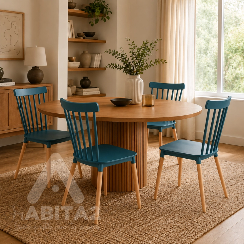 PACK 2 SILLA WINDSOR ESTILO RETRO VINTAGE TURQUESA - 8