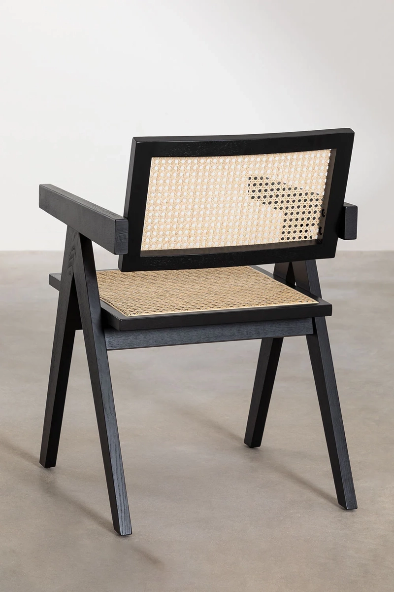 PACK 2 SILLAS HABITA2 CHANDIGARH NEGRO MADERA RATTAN - 4