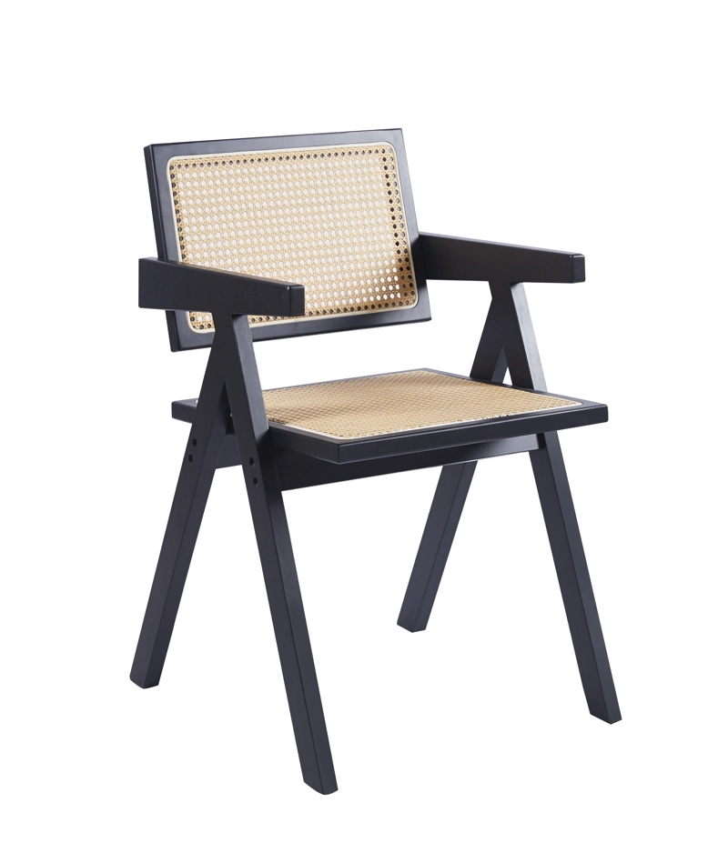 SILLA HABITA2 CHANDIGARH NEGRO MADERA RATTAN - 1