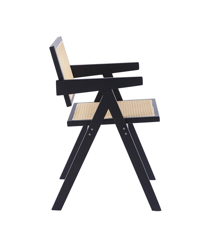 SILLA HABITA2 CHANDIGARH NEGRO MADERA RATTAN - 5