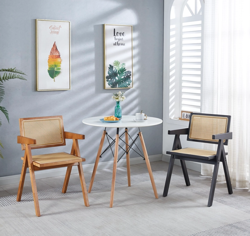 SILLA HABITA2 CHANDIGARH NEGRO MADERA RATTAN - 6