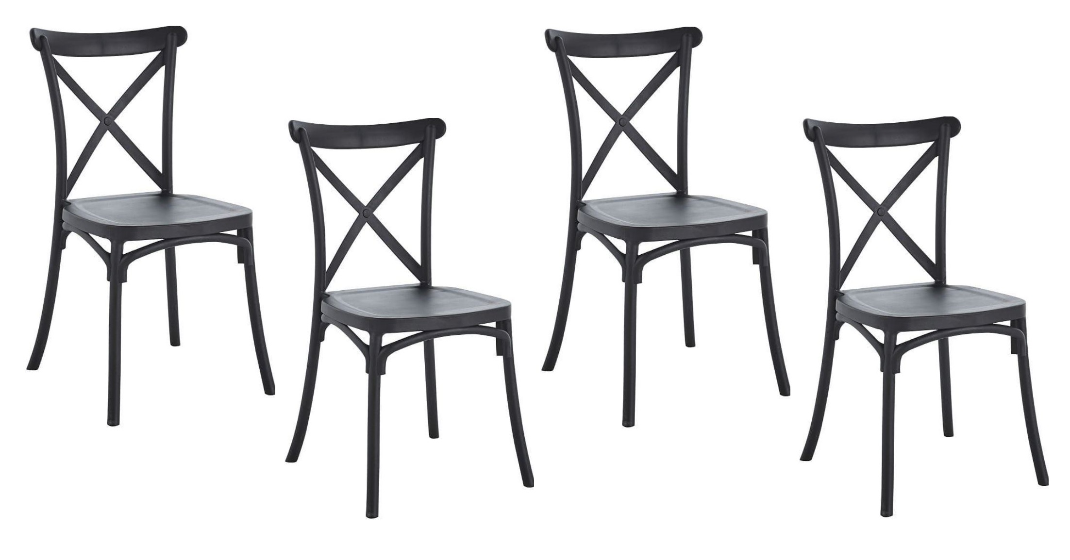 PACK 4 SILLAS SENA APILABLES POLIPROPILENO - NEGRO - 1