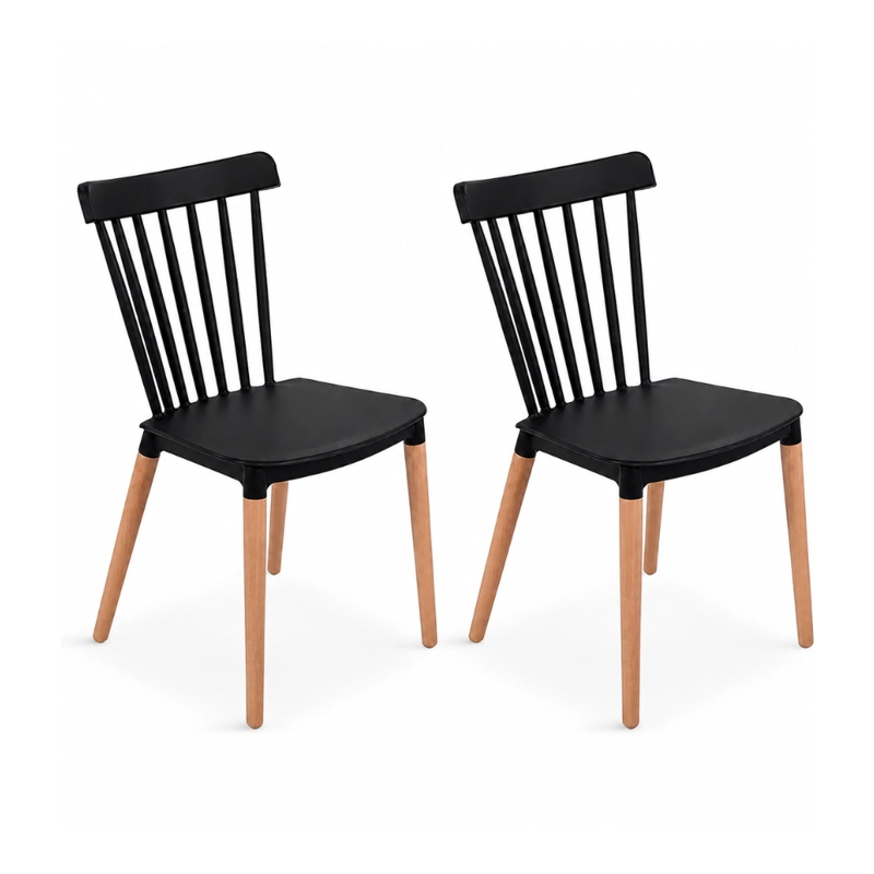 PACK HABITA2 NEGRO 2 SILLA WINDSOR ESTILO RETRO VINTAGE - 4