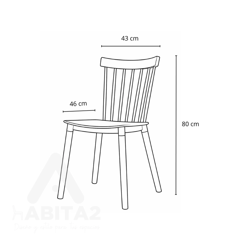 PACK HABITA2 NEGRO 6 SILLA WINDSOR ESTILO RETRO VINTAGE - 2
