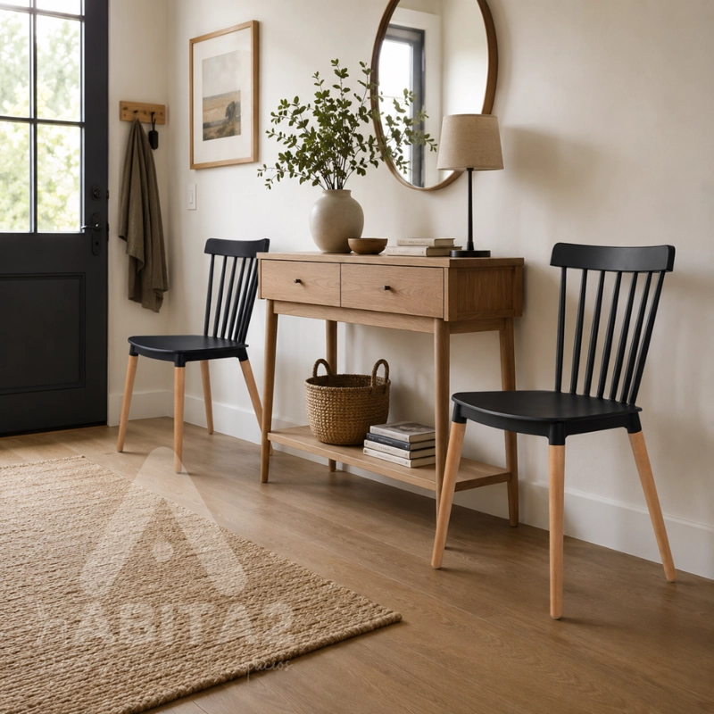 PACK HABITA2 NEGRO 6 SILLA WINDSOR ESTILO RETRO VINTAGE - 4