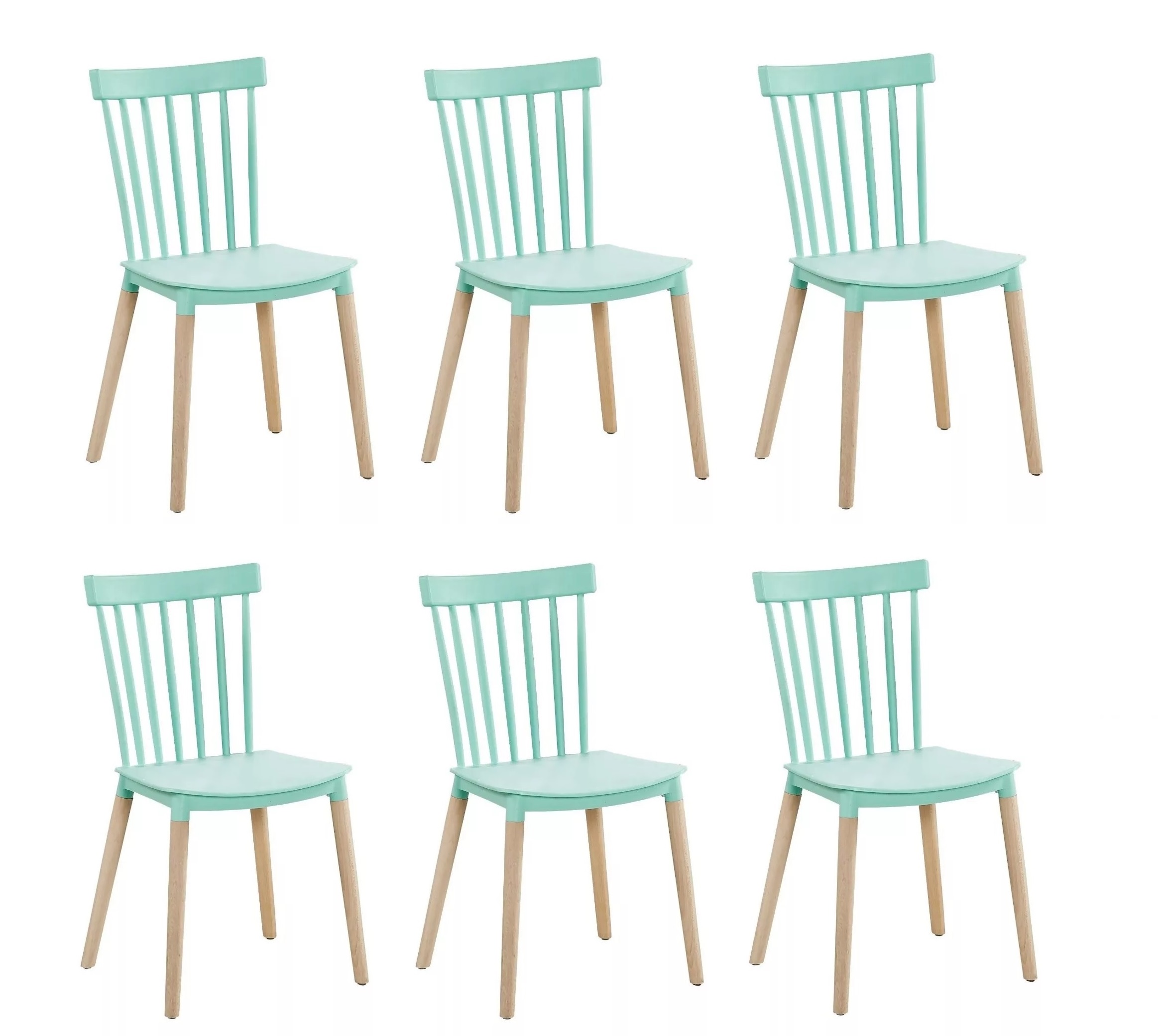 PACK 6 SILLAS HABITA2 WINDSOR MENTA ESTILO RETRO VINTAGE - 1