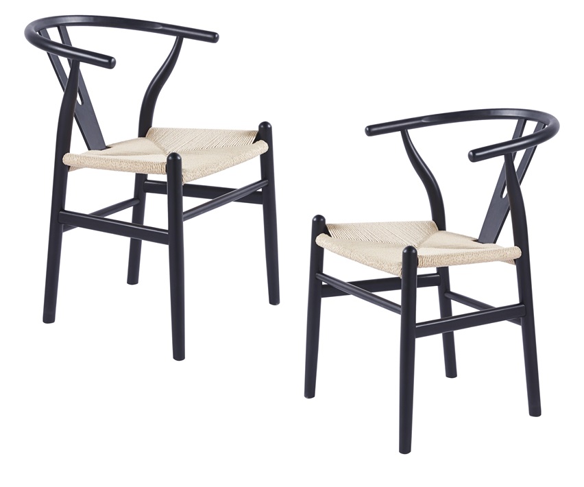 PACK 2 SILLA WISH DE MADERA Y RATTAN - NEGRO - 1
