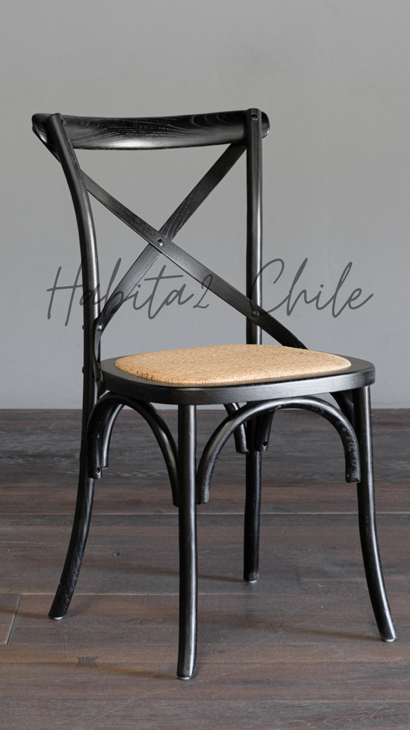 SILLA PARA COMEDOR CROSSBACK ELEGANTE RESISTENTE MADERA - NEGRO - 3