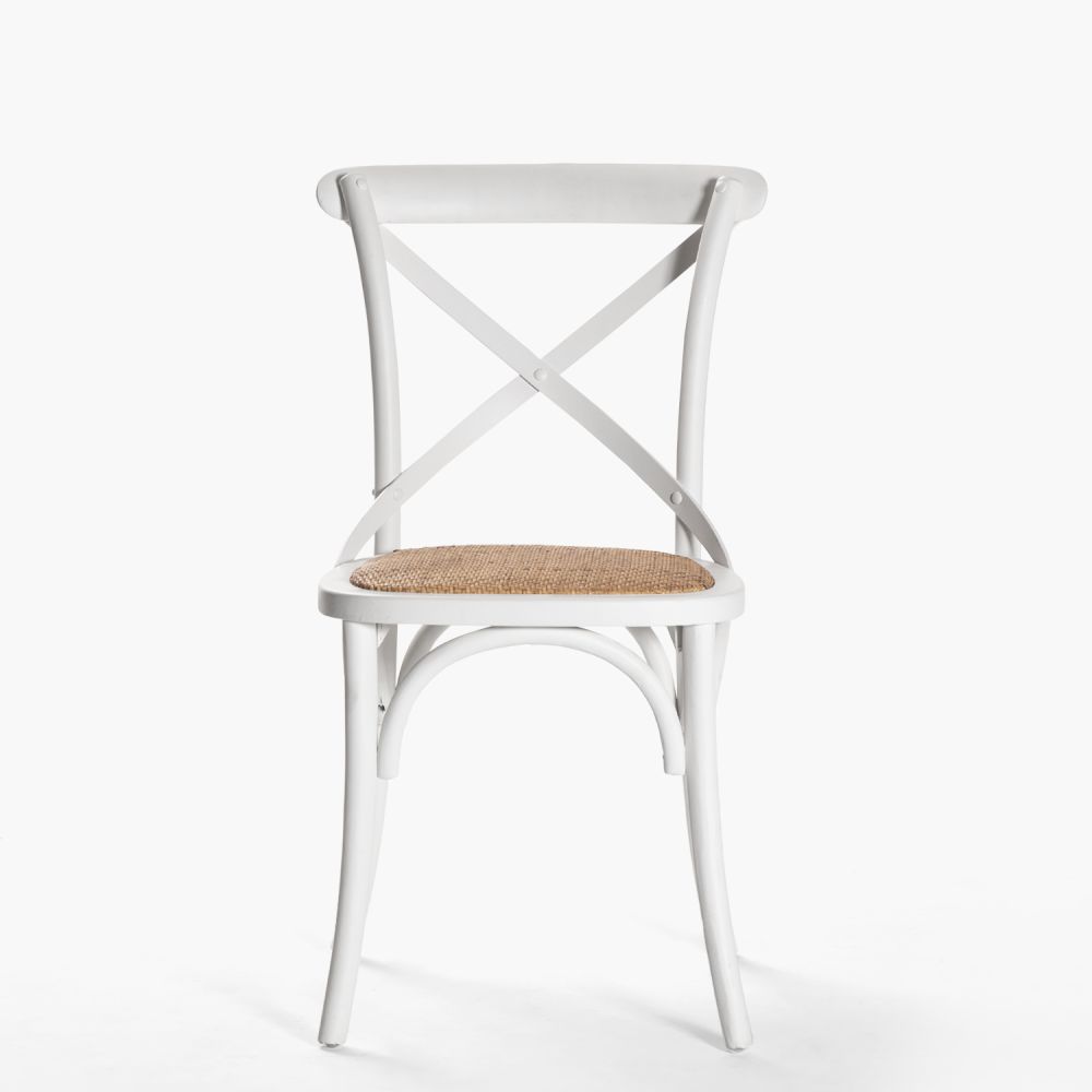 SILLA PARA COMEDOR CROSSBACK ELEGANTE RESISTENTE MADERA - BLANCO - 2