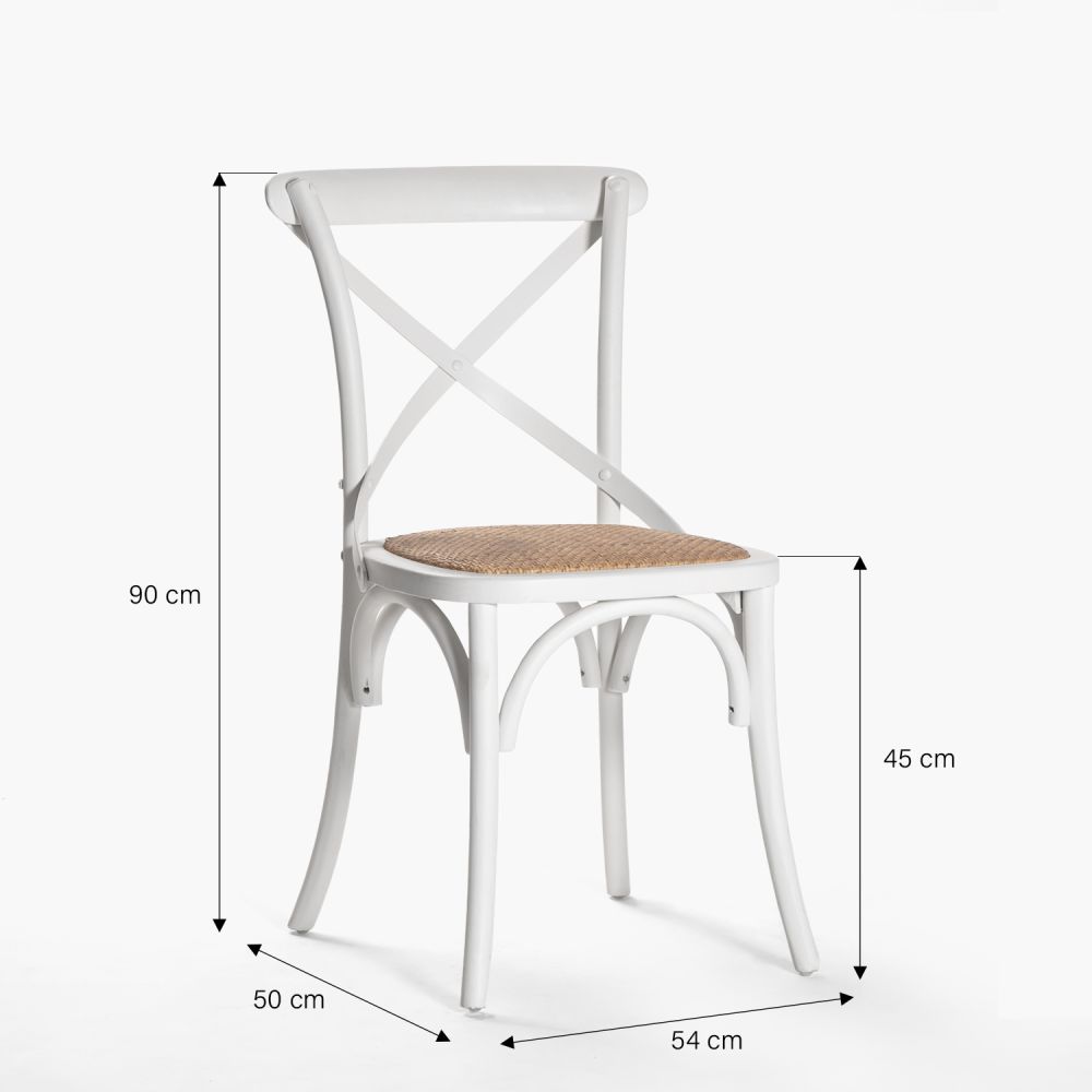 SILLA PARA COMEDOR CROSSBACK ELEGANTE RESISTENTE MADERA - BLANCO - 3