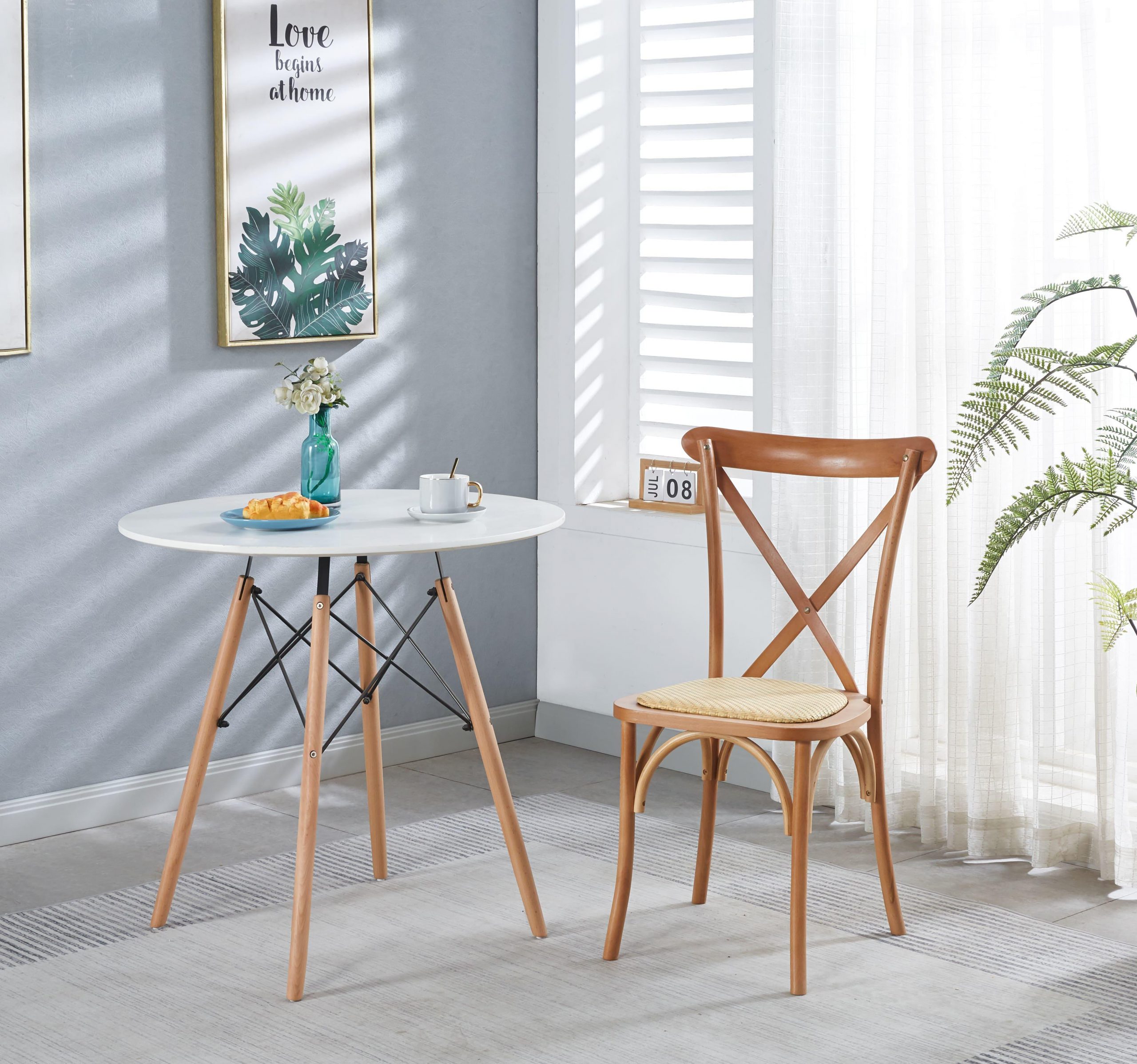 SILLA PARA COMEDOR CROSSBACK ELEGANTE RESISTENTE MADERA - NATURAL - 5