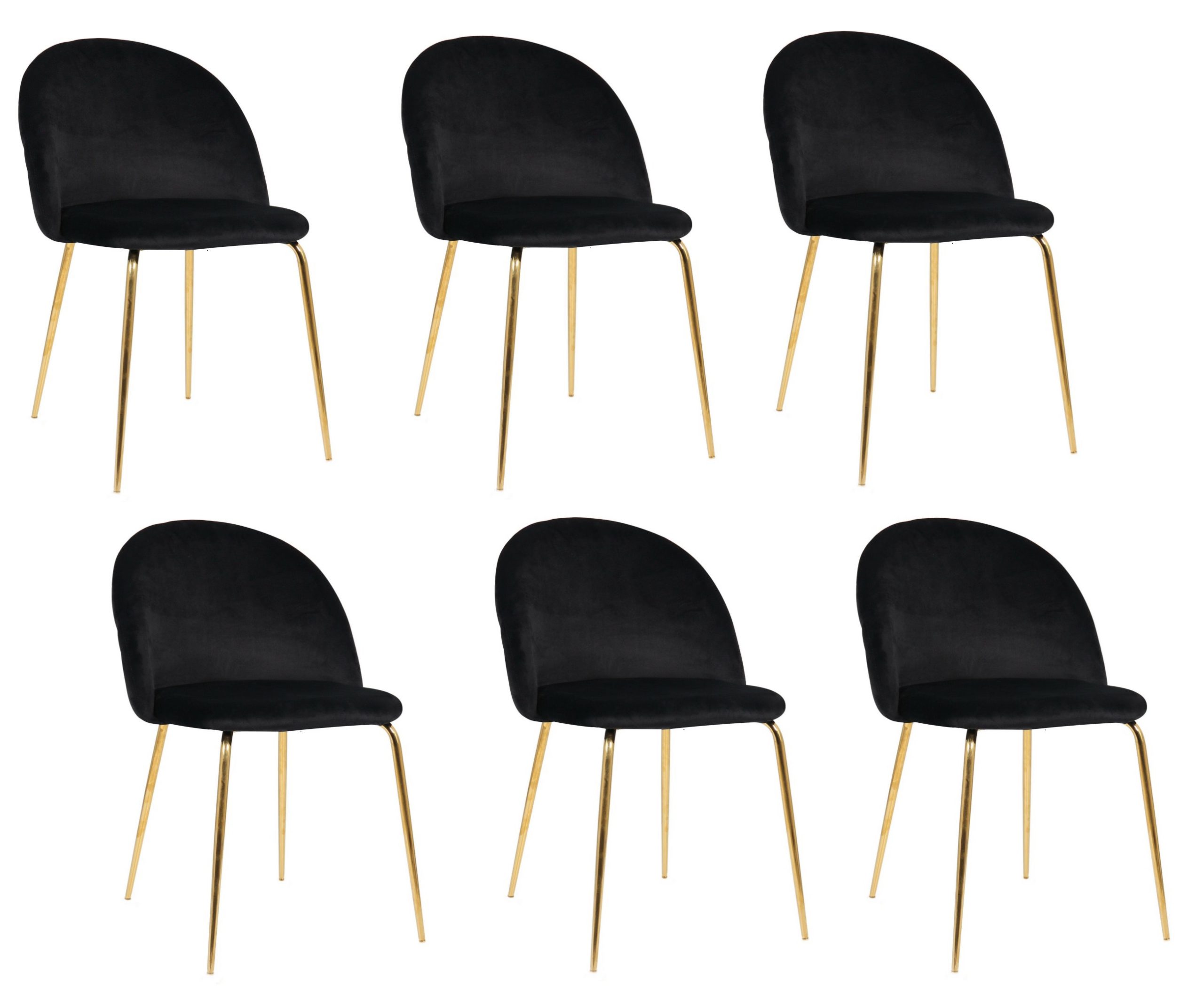 PACK 6 SILLA SITIAL TERCIOPELO GOLD NEGRO - 1