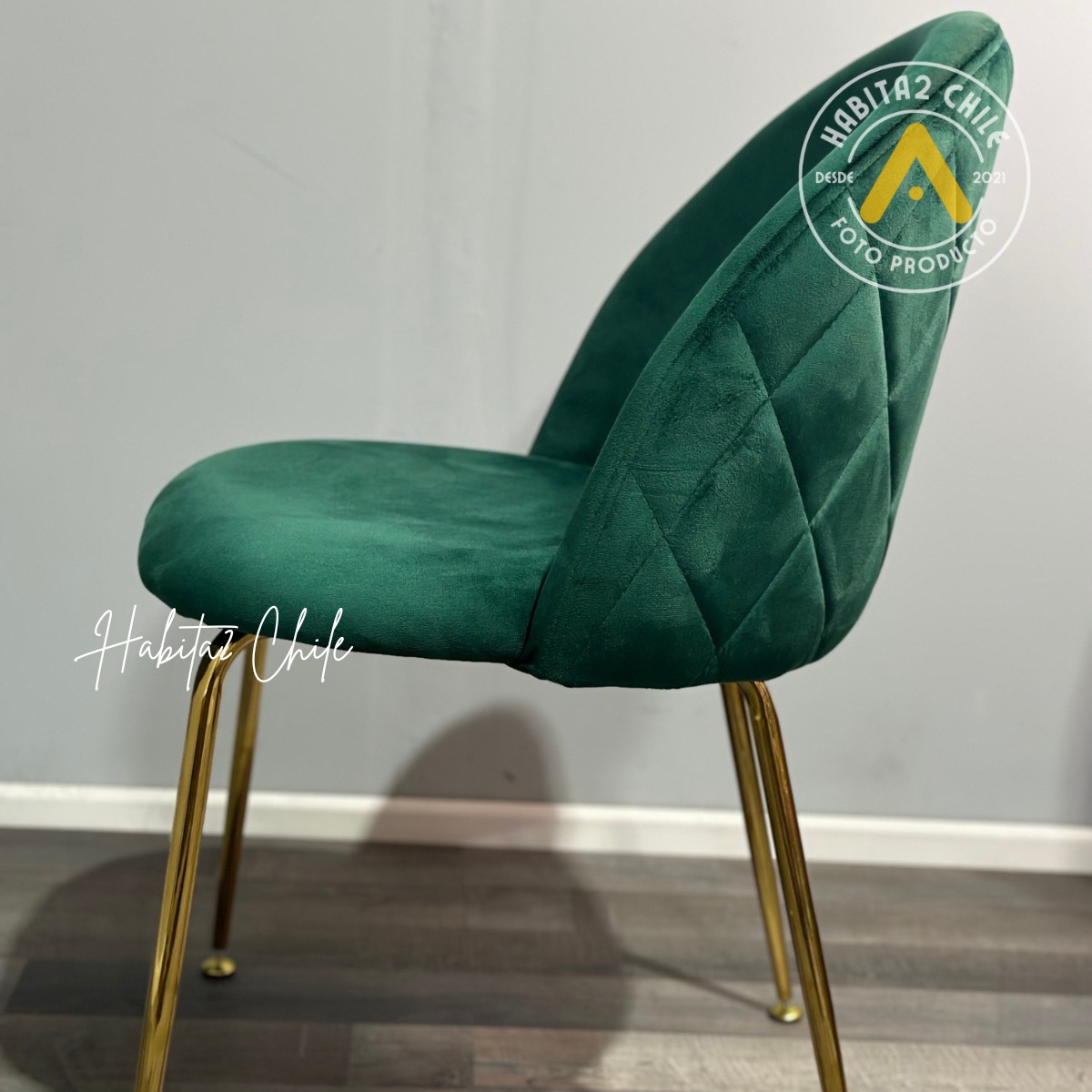 PACK HABITA2 FELPA VERDE 2 SILLA SITIAL TERCIOPELO GOLD - 4