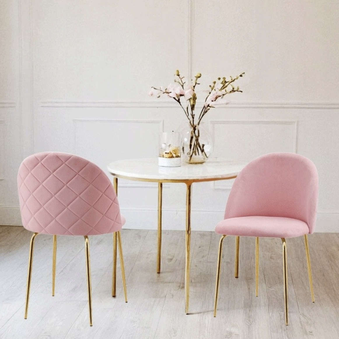 PACK 6 SILLA SITIAL TERCIOPELO GOLD ROSA - 2