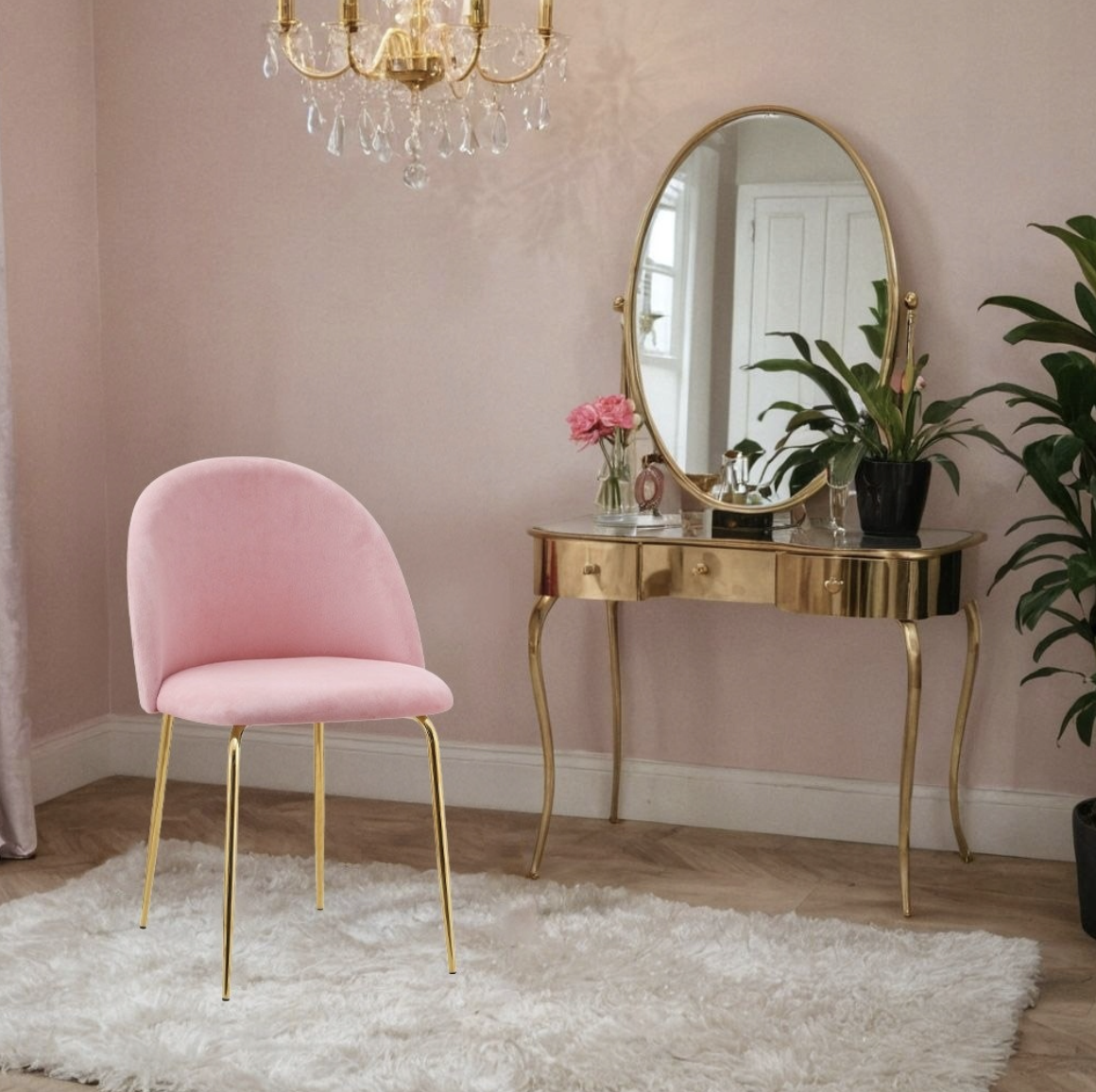 PACK 6 SILLA SITIAL TERCIOPELO GOLD ROSA - 5