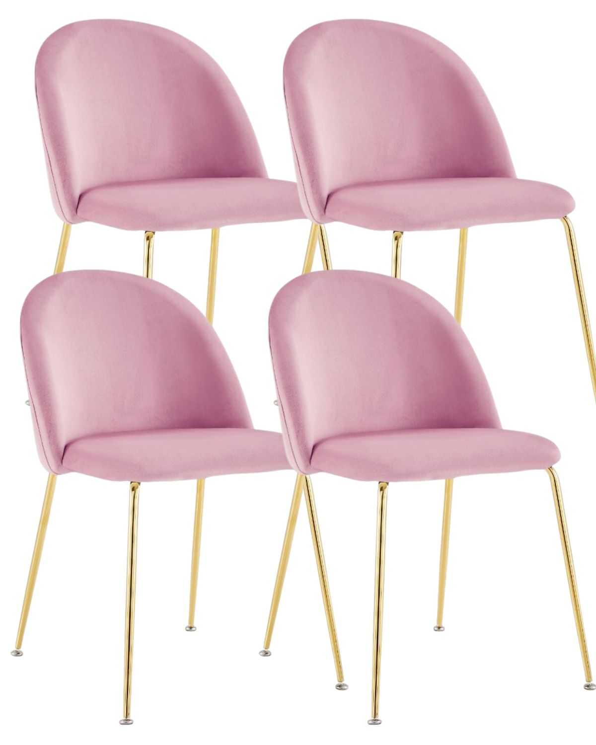 PACK 4 SILLA SITIAL TERCIOPELO GOLD ROSA - 1