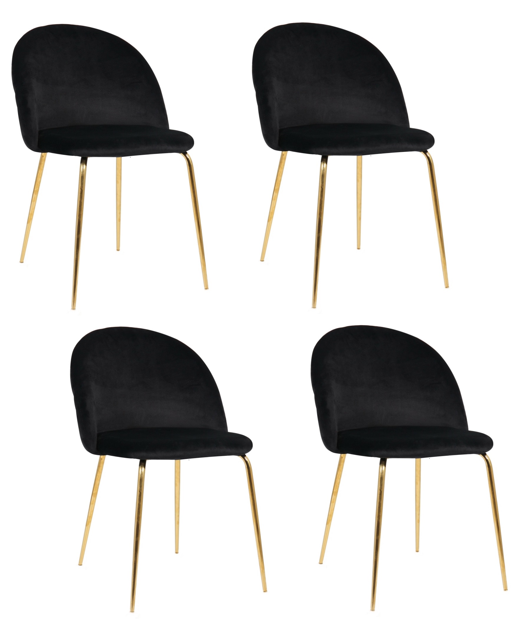 PACK 4 SILLA SITIAL TERCIOPELO GOLD NEGRO - 1