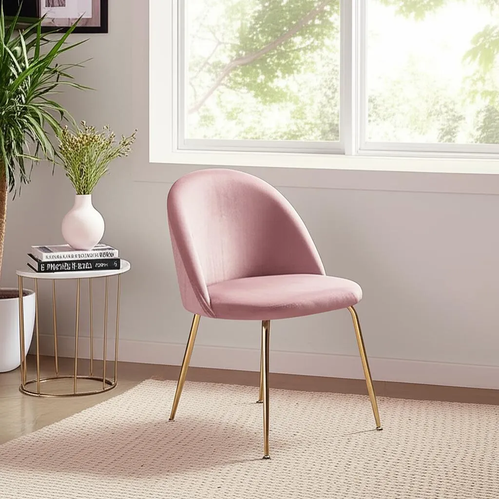 PACK 2 SILLA SITIAL TERCIOPELO GOLD ROSA - 2