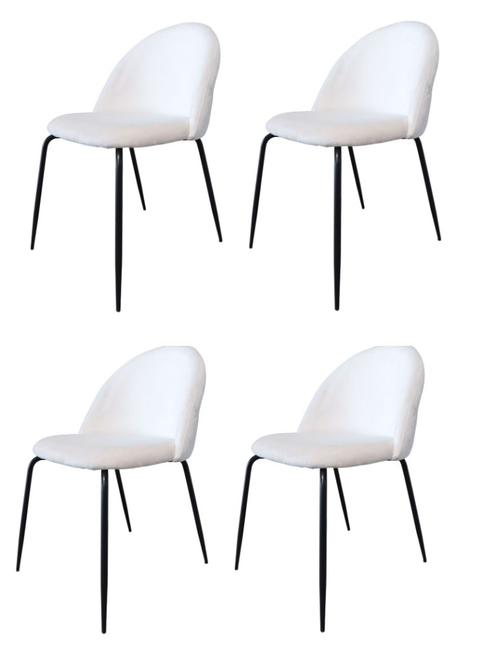 PACK 4 SILLA SITIAL TERCIOPELO BLANCO - 1