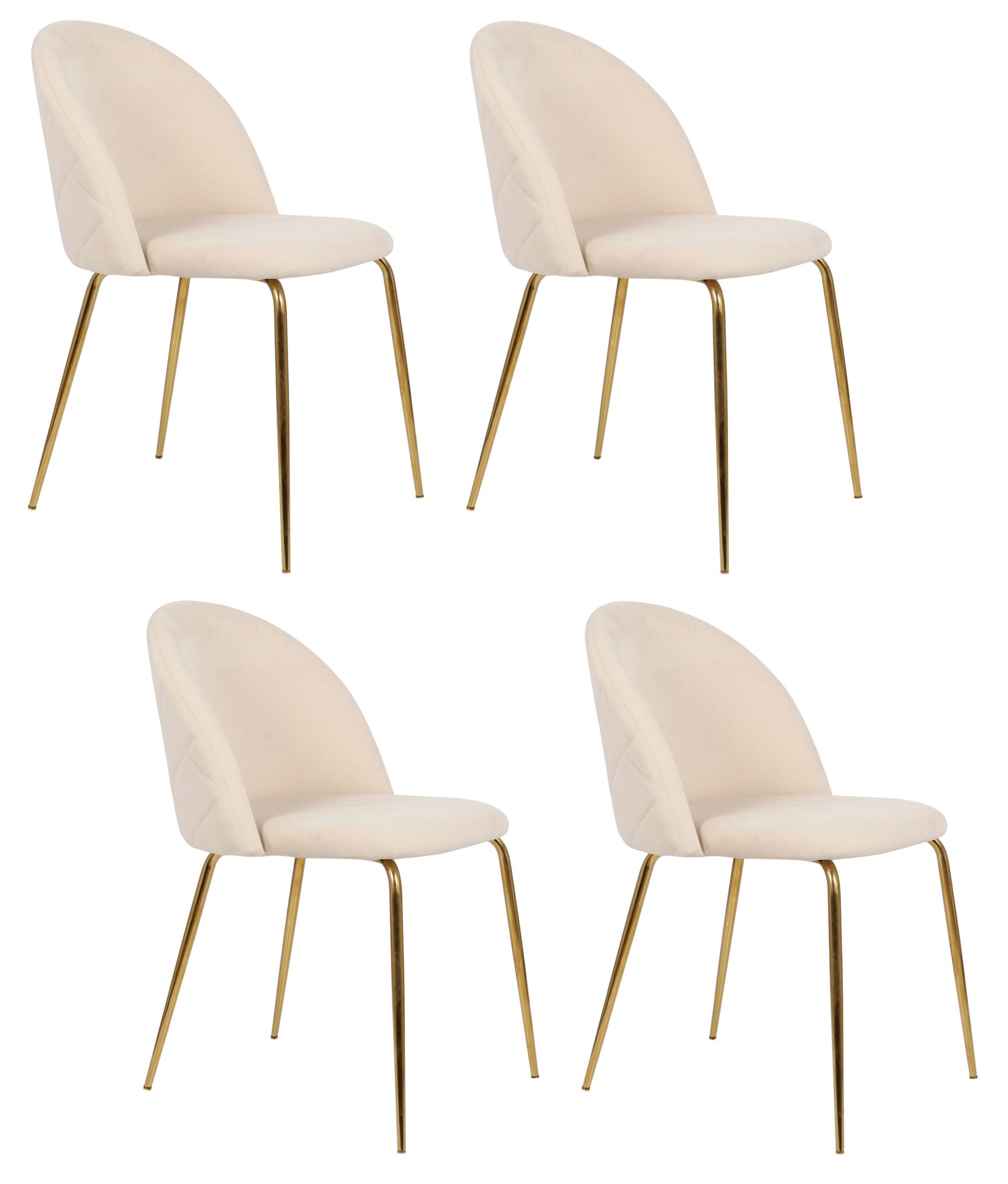 PACK HABITA2 FELPA BLANCO 4 SILLA SITIAL TERCIOPELO GOLD - 1