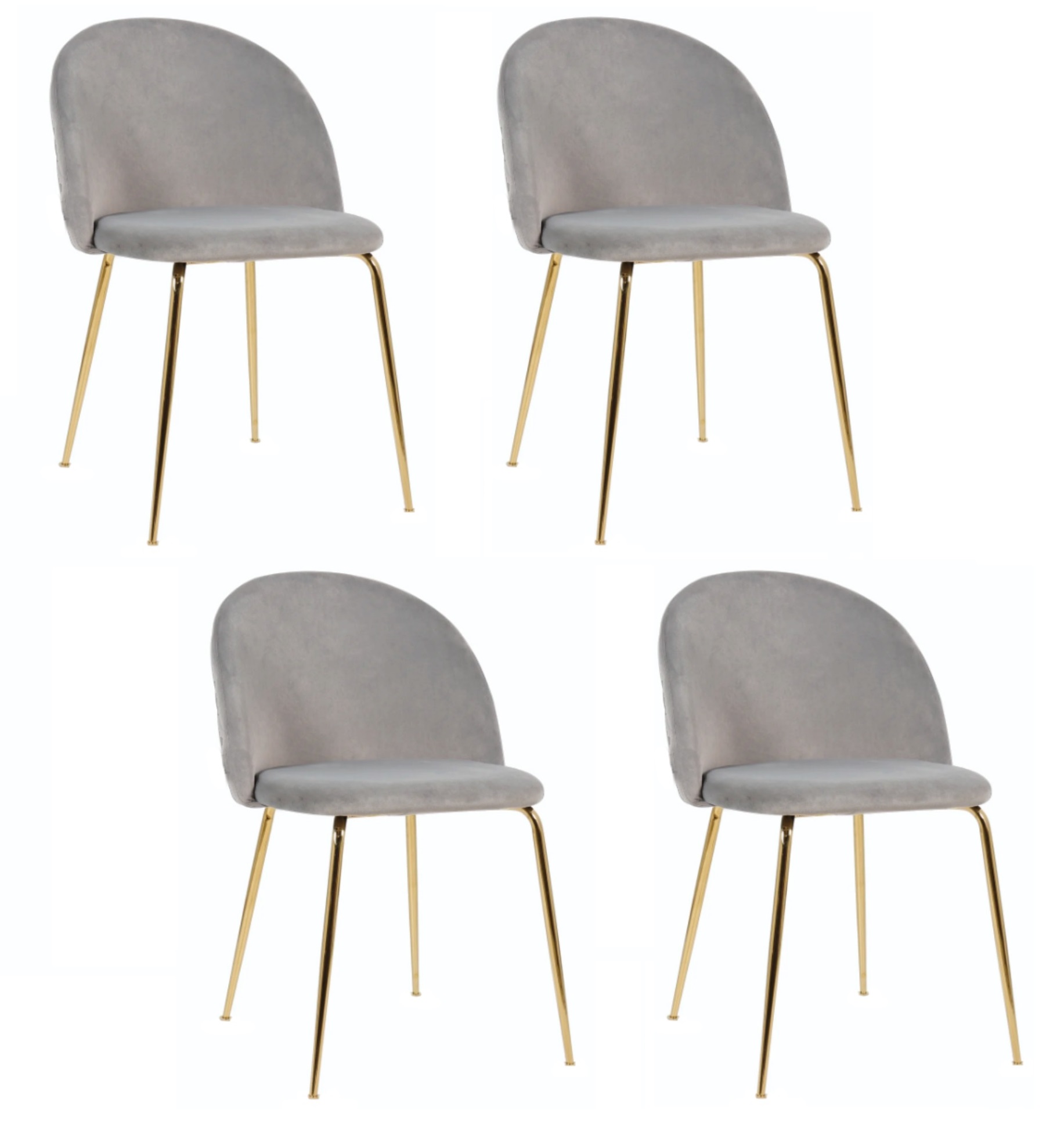 PACK HABITA2 FELPA GRIS 4 SILLA SITIAL TERCIOPELO GOLD - 1