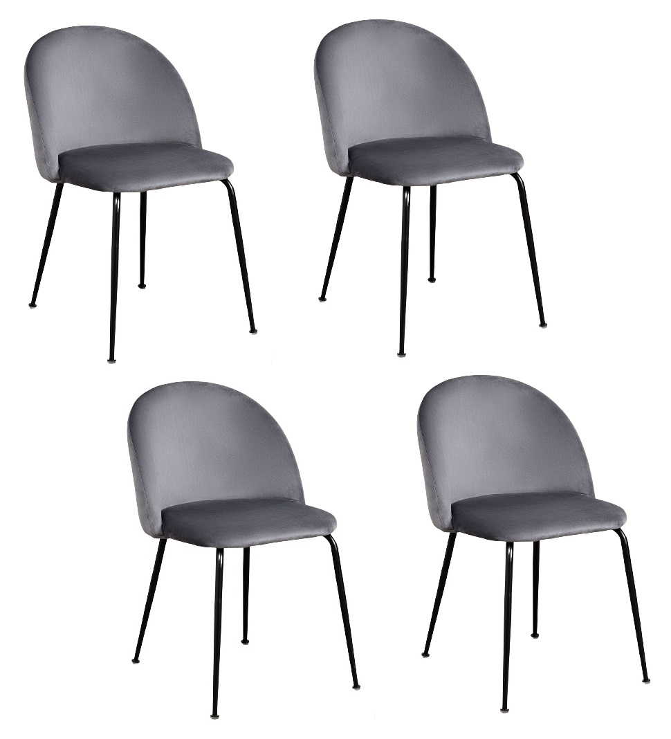 PACK 4 SILLA SITIAL TERCIOPELO GRIS - 1