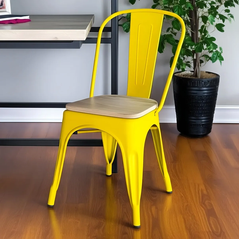 SILLA HABITA2 TOLIX CON ASIENTO DE MADERA CLARA - 2