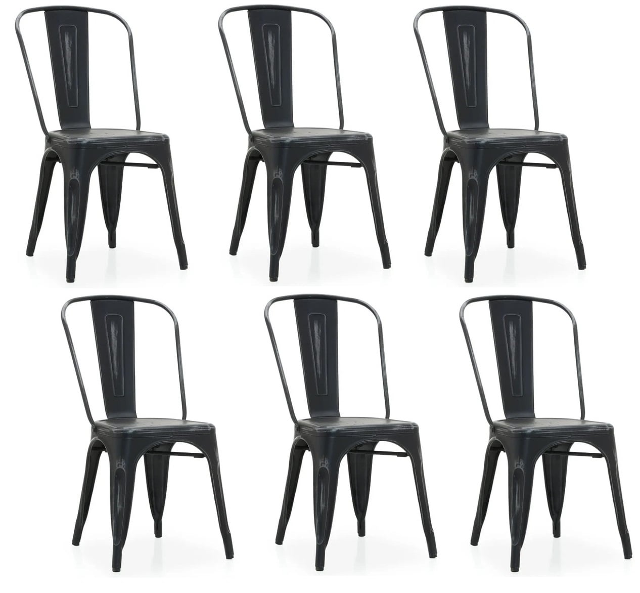 PACK 6 SILLA TOLIX PARA COMEDOR DE METAL - NEGRO - 1