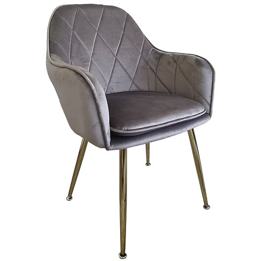 SILLA POLTRONA O SITIAL HABITA2 TERCIOPELO DISEÑO ROMBO DIAMANTE PATAS DORADAS LUX - 1