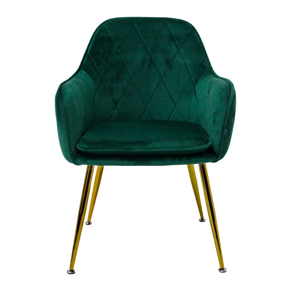 SILLA POLTRONA O SITIAL HABITA2 TERCIOPELO DISEÑO ROMBO DIAMANTE PATAS DORADAS LUX - 2