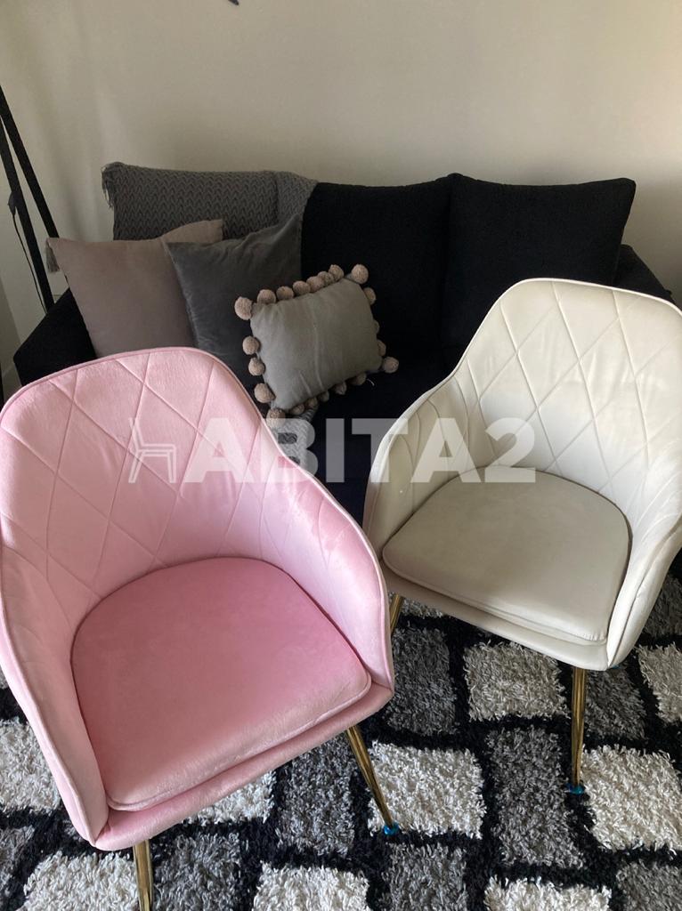 SILLA POLTRONA O SITIAL HABITA2 TERCIOPELO DISEÑO ROMBO DIAMANTE PATAS DORADAS LUX - 3